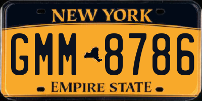 NY license plate GMM8786
