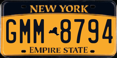 NY license plate GMM8794