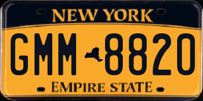 NY license plate GMM8820