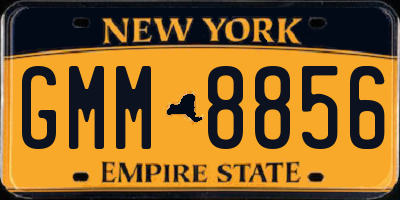 NY license plate GMM8856
