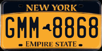 NY license plate GMM8868