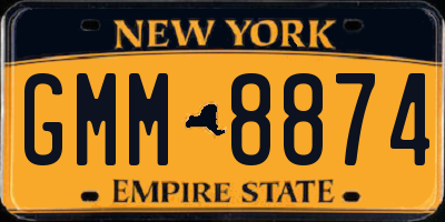 NY license plate GMM8874