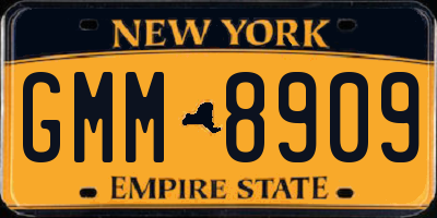 NY license plate GMM8909