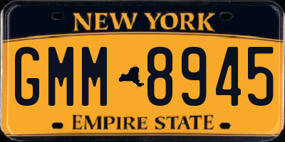 NY license plate GMM8945