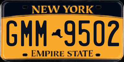 NY license plate GMM9502