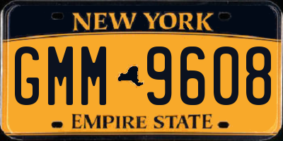 NY license plate GMM9608