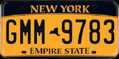 NY license plate GMM9783