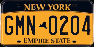 NY license plate GMN0204