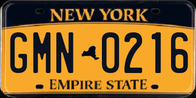 NY license plate GMN0216