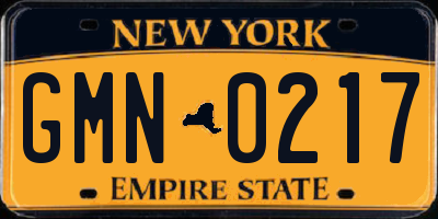 NY license plate GMN0217