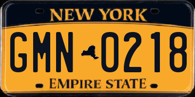 NY license plate GMN0218
