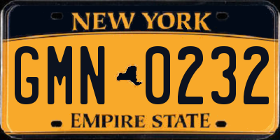 NY license plate GMN0232