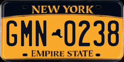 NY license plate GMN0238