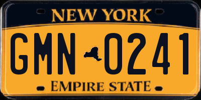 NY license plate GMN0241