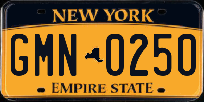 NY license plate GMN0250