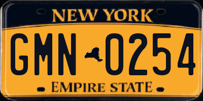 NY license plate GMN0254