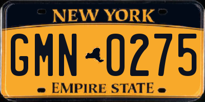 NY license plate GMN0275