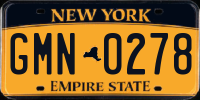 NY license plate GMN0278