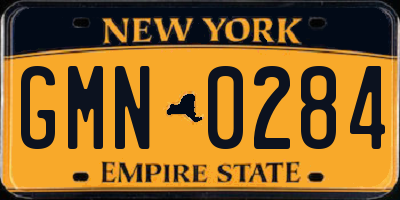 NY license plate GMN0284