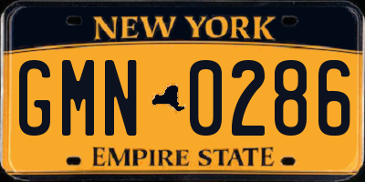NY license plate GMN0286