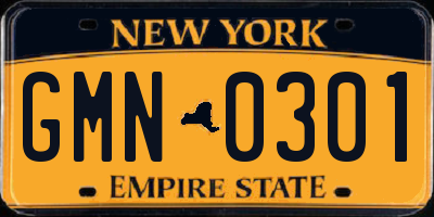 NY license plate GMN0301