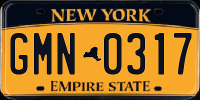 NY license plate GMN0317