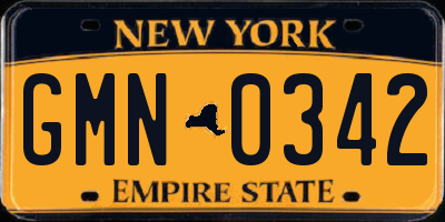 NY license plate GMN0342