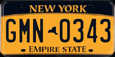 NY license plate GMN0343