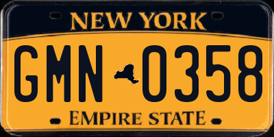 NY license plate GMN0358