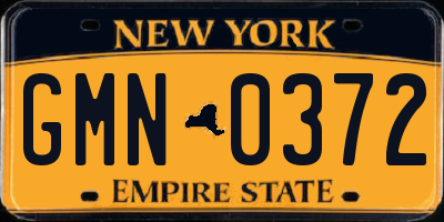 NY license plate GMN0372