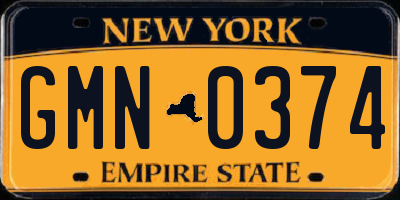 NY license plate GMN0374
