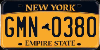 NY license plate GMN0380