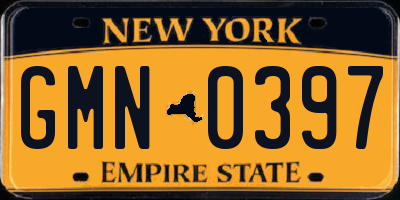 NY license plate GMN0397