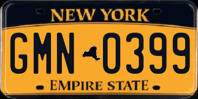 NY license plate GMN0399