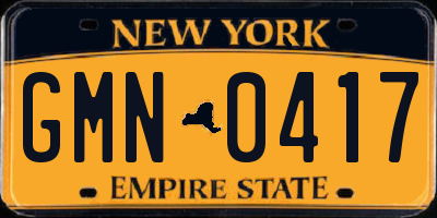 NY license plate GMN0417