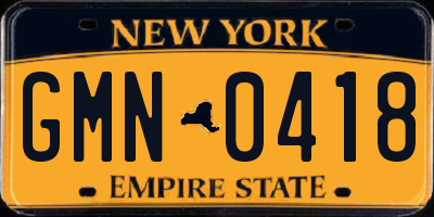 NY license plate GMN0418