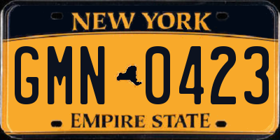 NY license plate GMN0423