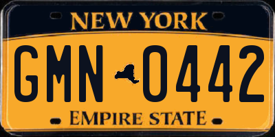 NY license plate GMN0442