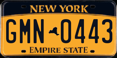 NY license plate GMN0443