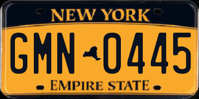 NY license plate GMN0445