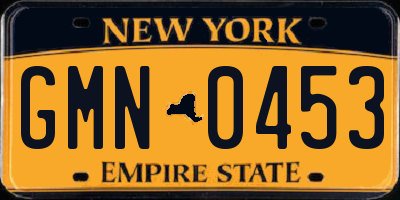 NY license plate GMN0453