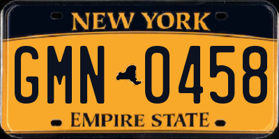 NY license plate GMN0458