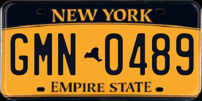 NY license plate GMN0489