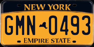 NY license plate GMN0493