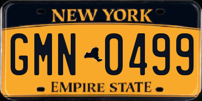 NY license plate GMN0499