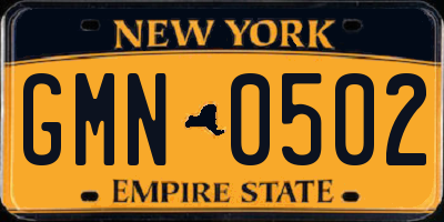 NY license plate GMN0502