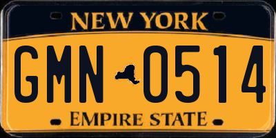 NY license plate GMN0514