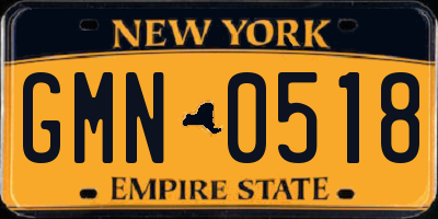 NY license plate GMN0518