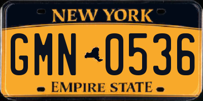 NY license plate GMN0536