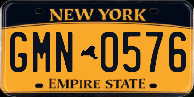NY license plate GMN0576